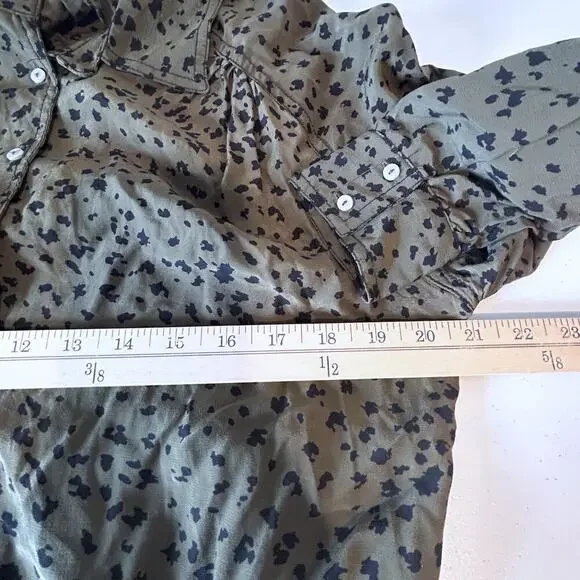 Free People Wishing Well Green Black Cheetah Crop Blouse Women Small - Picture 5 of 8